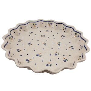 Zaklady Ceramiczne Fluted Quiche Plate Polish Pottery Country Meadow Dish Large